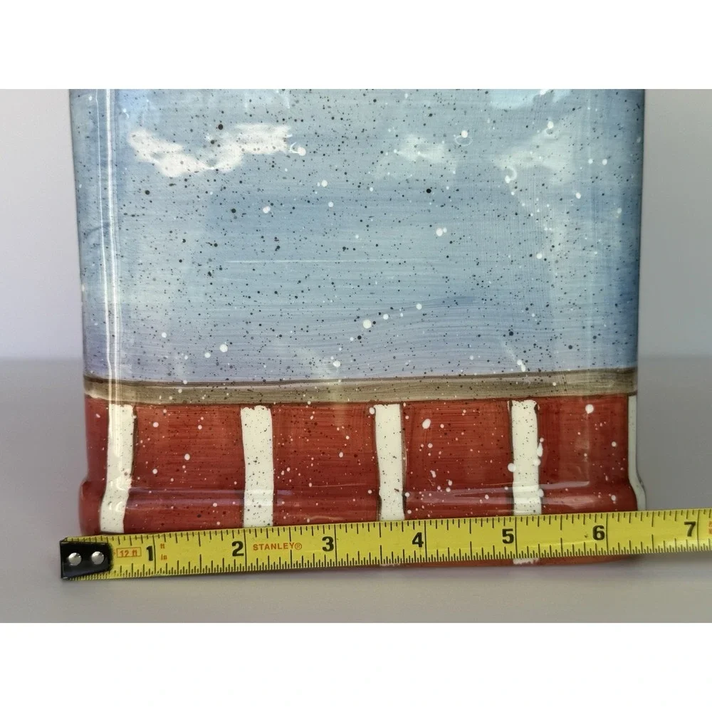RARE‎ Dept 56 Ceramic Floral Lidded Bread Box/Planter/Decor Country Cottage Blue
